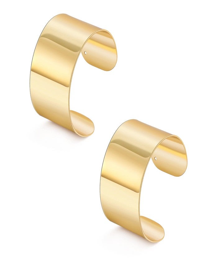 MOZAKA 2 Pcs Cuff Bangle Bracelet for Women Wide Open Cuff Bracelets Golden Sliver Wrist Cuff Wrap Bracelets Adjustable - Image 1
